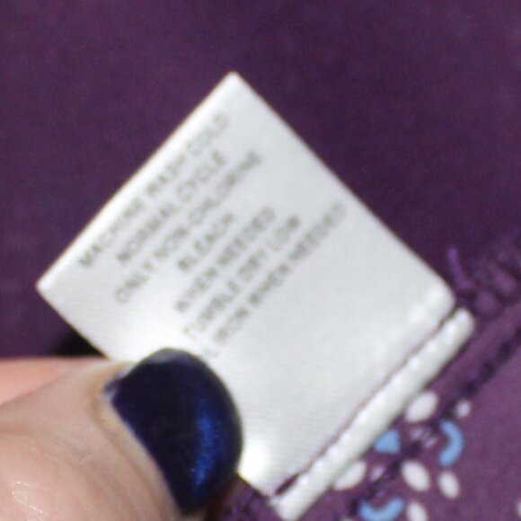 41 Hawthorn 3/4 Sleeve Purple Blouse w/ Blue and White Tile Motif - Picture 5 of 8